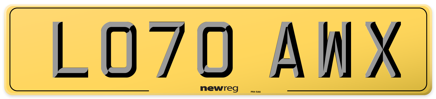 LO70 AWX Rear Number Plate