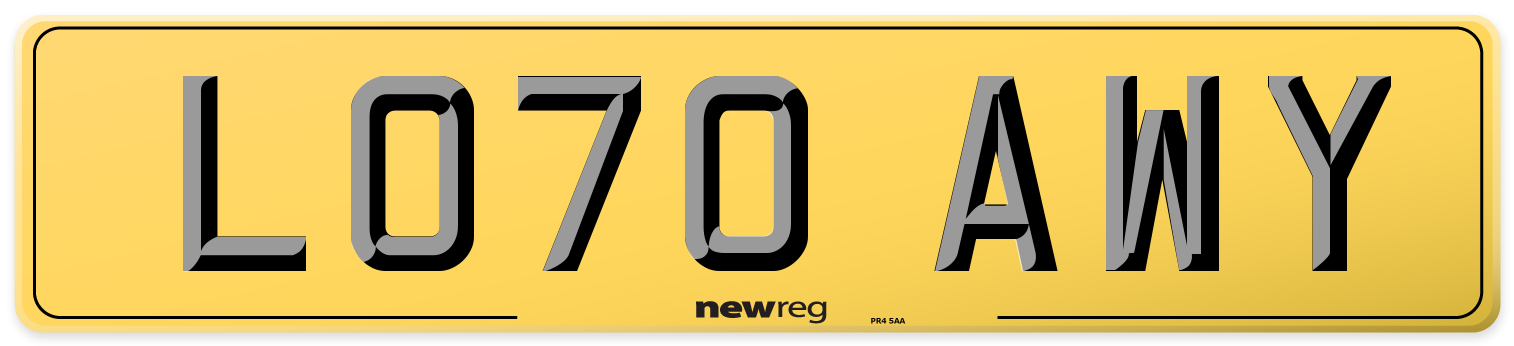 LO70 AWY Rear Number Plate