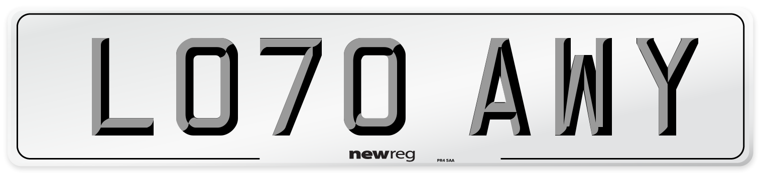 LO70 AWY Front Number Plate