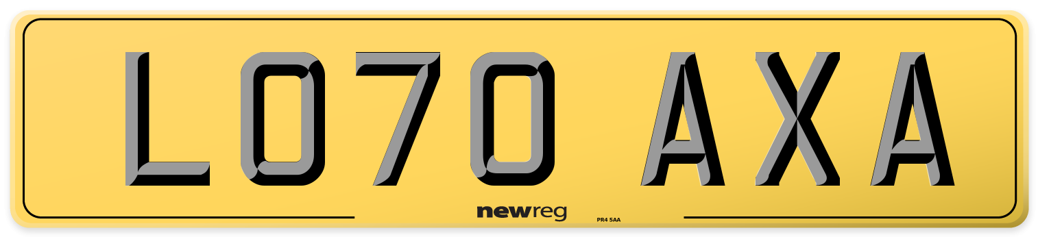 LO70 AXA Rear Number Plate