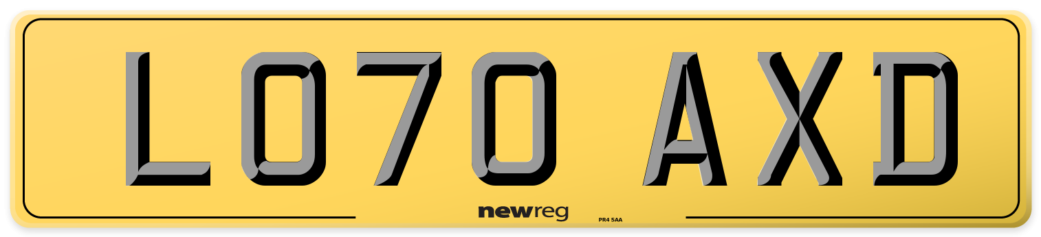 LO70 AXD Rear Number Plate