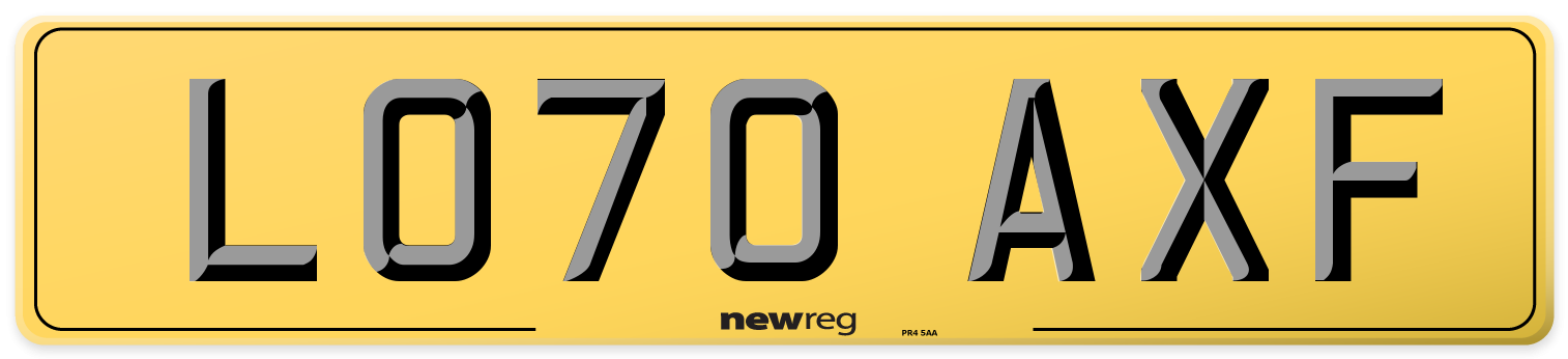 LO70 AXF Rear Number Plate