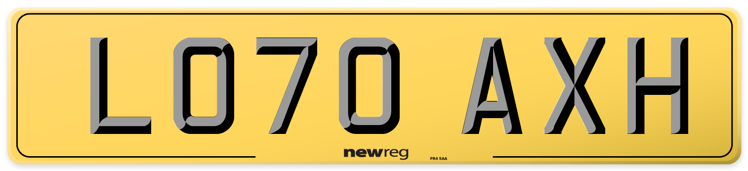 LO70 AXH Rear Number Plate