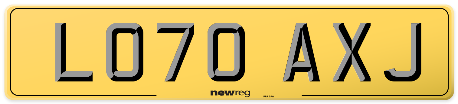 LO70 AXJ Rear Number Plate
