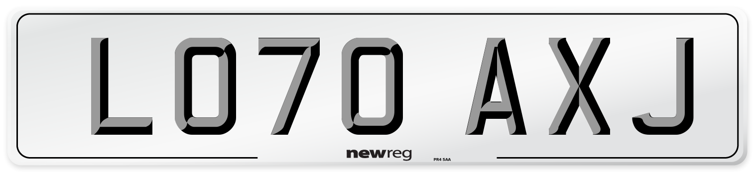 LO70 AXJ Front Number Plate