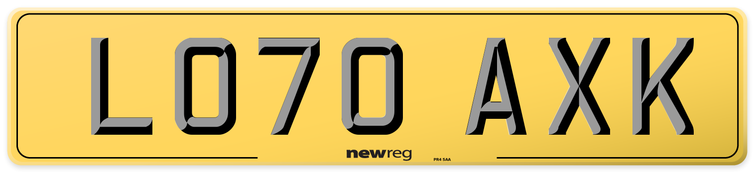 LO70 AXK Rear Number Plate