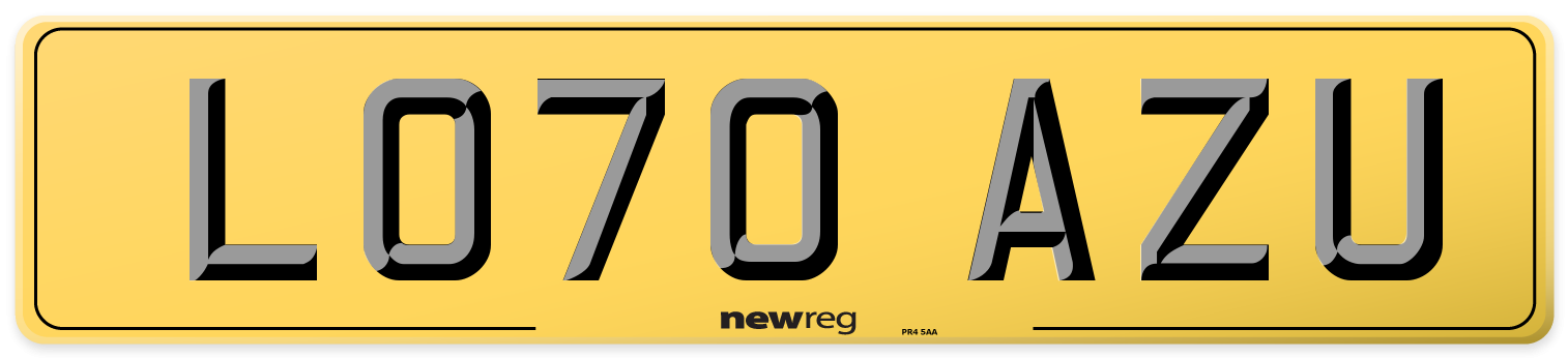 LO70 AZU Rear Number Plate