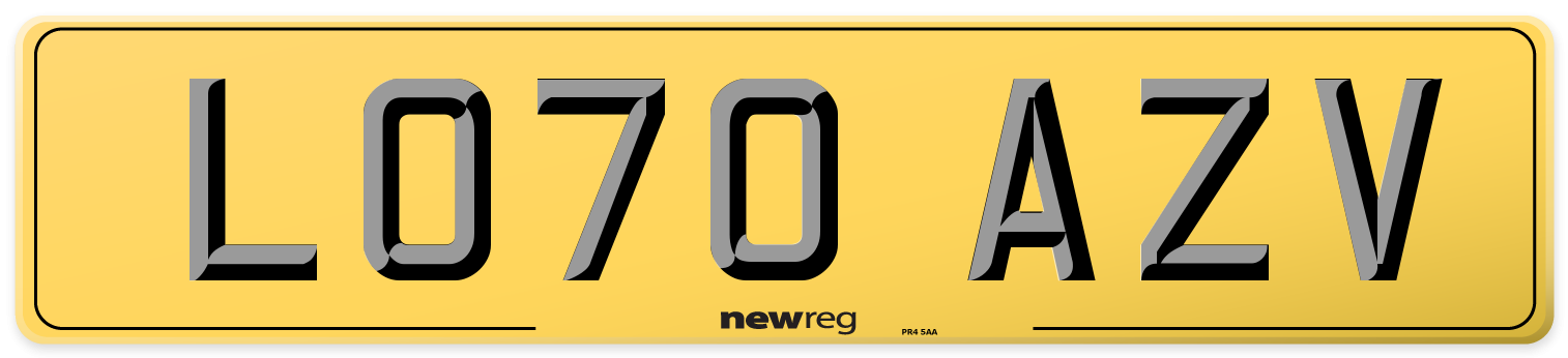 LO70 AZV Rear Number Plate