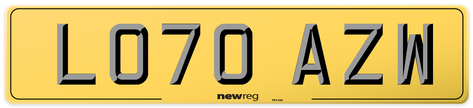 LO70 AZW Rear Number Plate