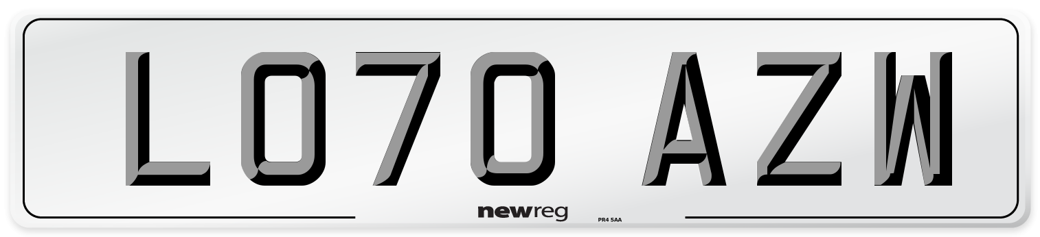 LO70 AZW Front Number Plate