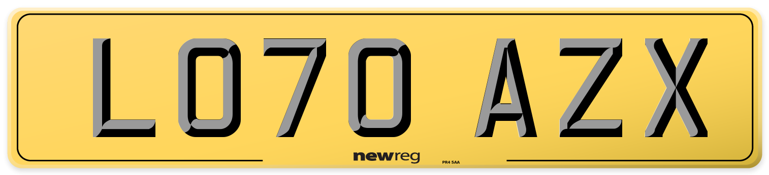 LO70 AZX Rear Number Plate