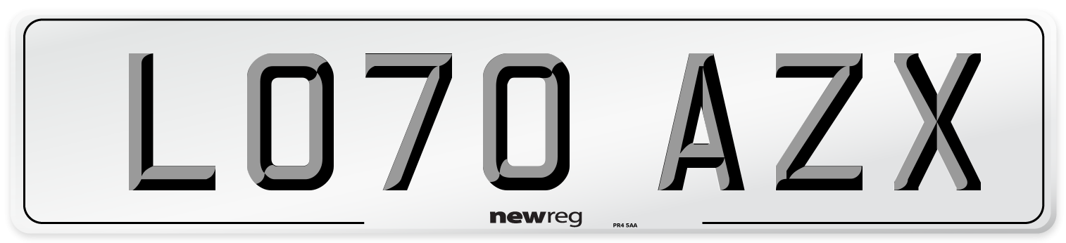 LO70 AZX Front Number Plate