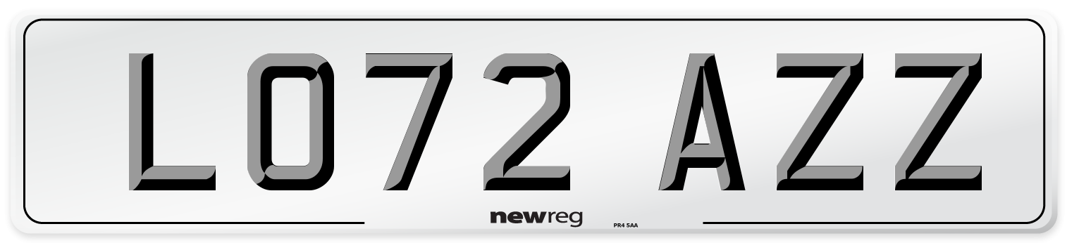 LO72 AZZ Front Number Plate