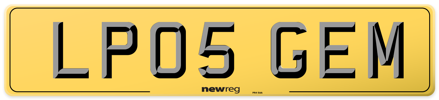 LP05 GEM Rear Number Plate