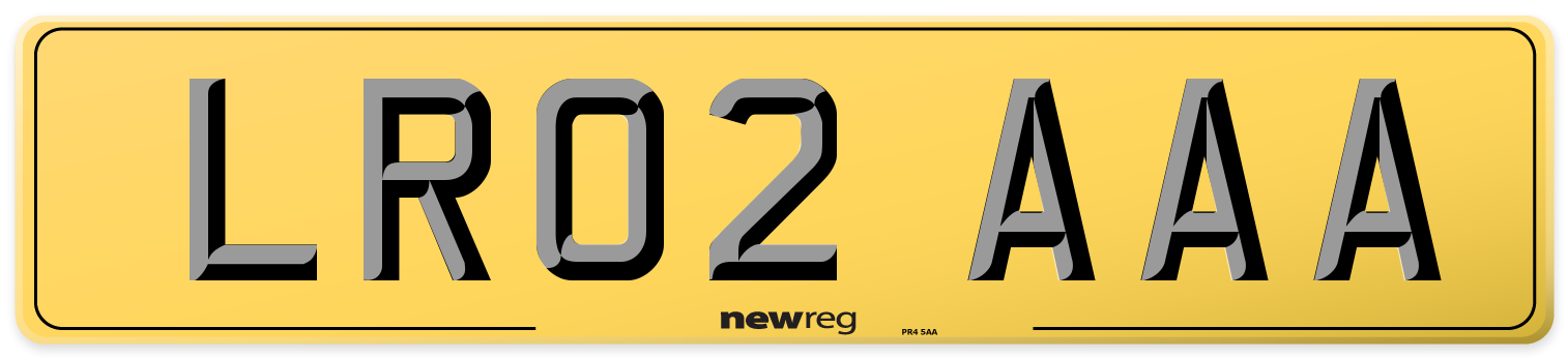LR02 AAA Rear Number Plate
