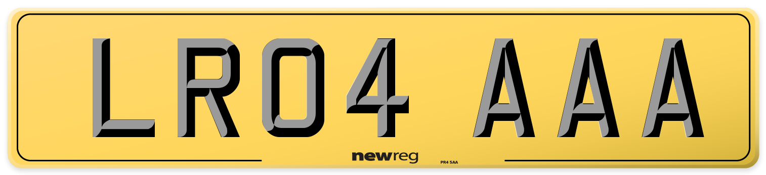 LR04 AAA Rear Number Plate