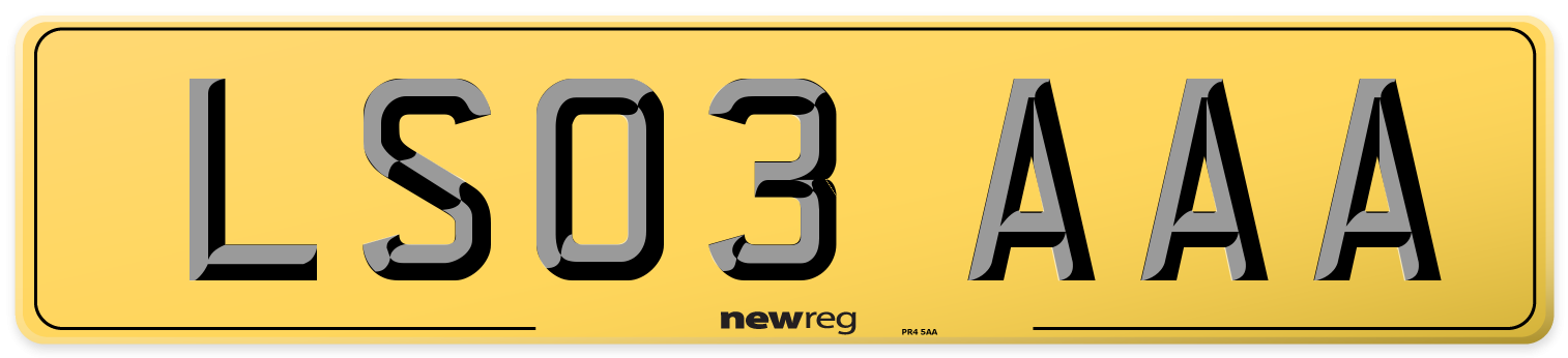 LS03 AAA Rear Number Plate