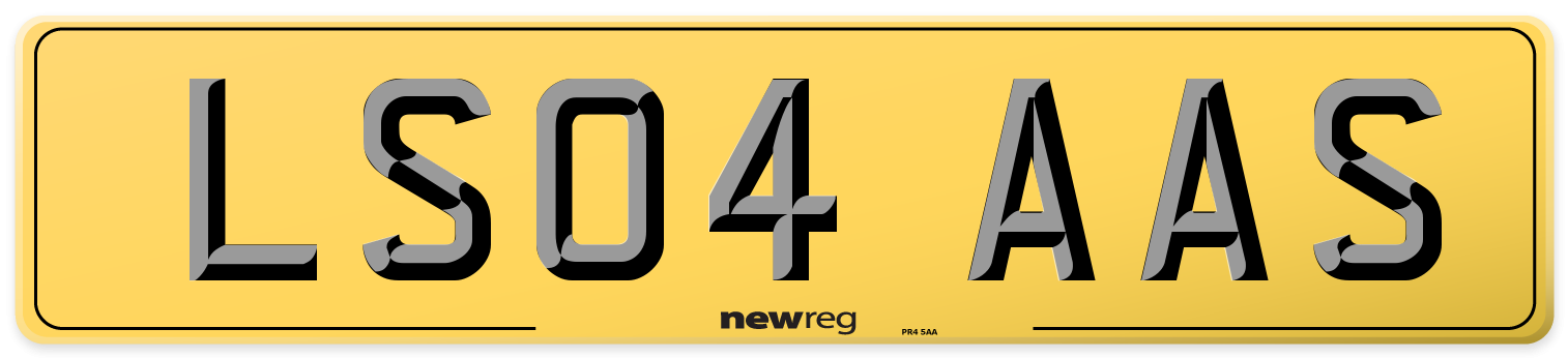 LS04 AAS Rear Number Plate