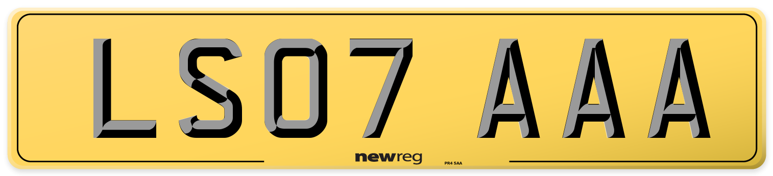 LS07 AAA Rear Number Plate