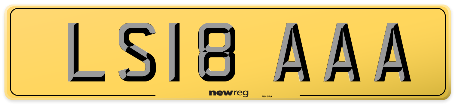 LS18 AAA Rear Number Plate