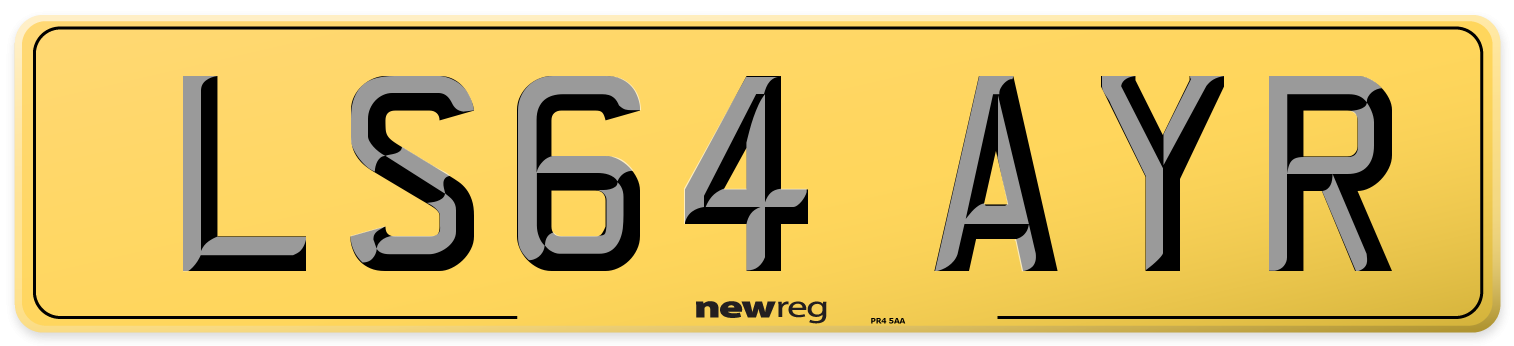LS64 AYR Rear Number Plate