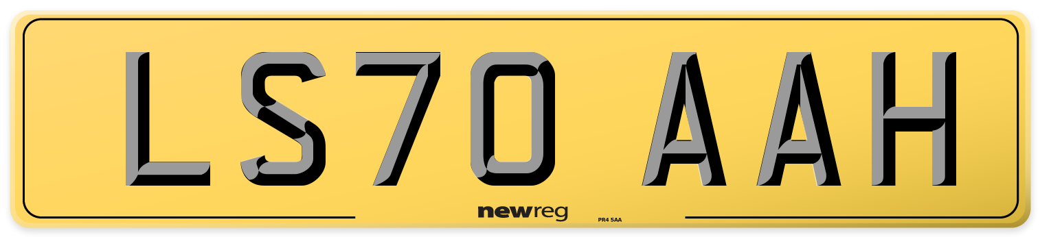 LS70 AAH Rear Number Plate