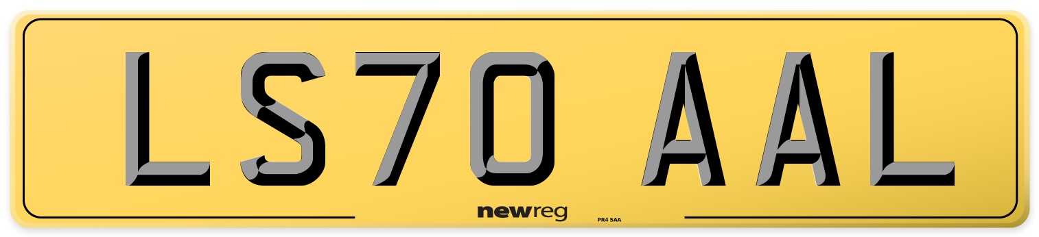 LS70 AAL Rear Number Plate