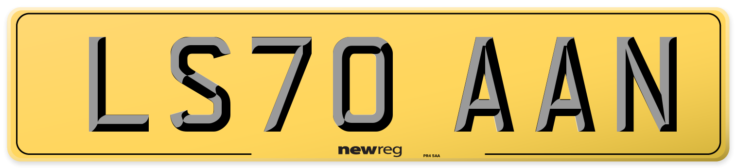 LS70 AAN Rear Number Plate