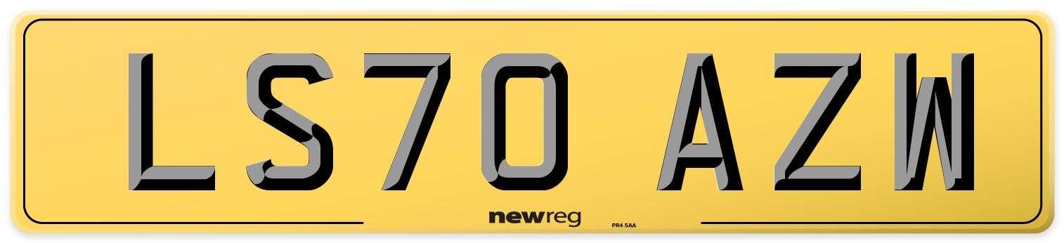 LS70 AZW Rear Number Plate