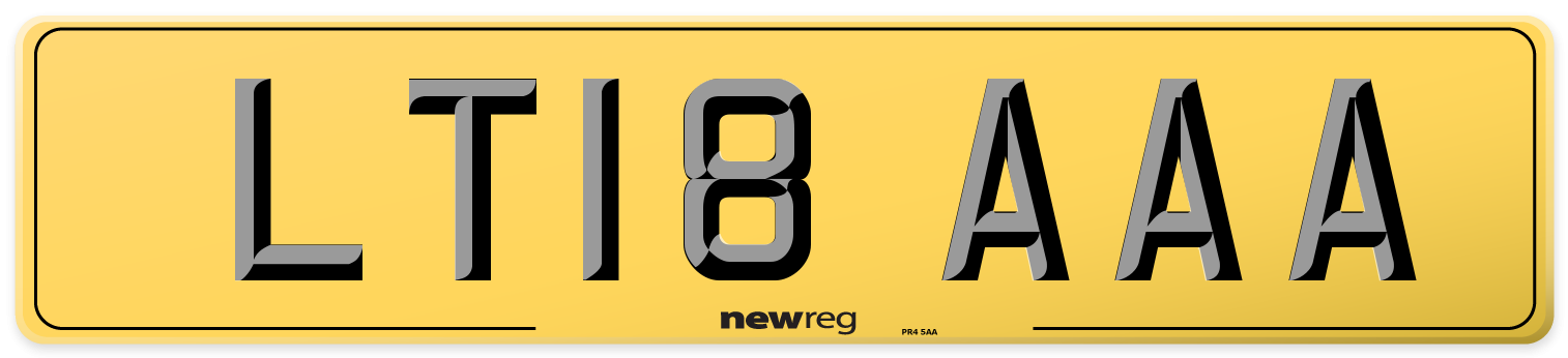 LT18 AAA Rear Number Plate