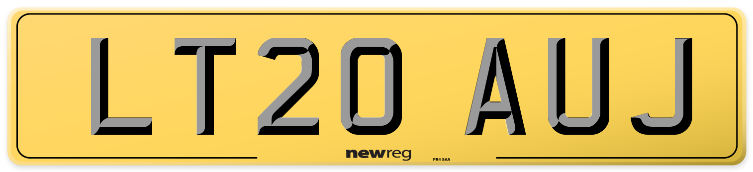 LT20 AUJ Rear Number Plate
