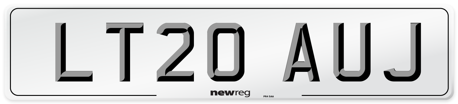 LT20 AUJ Front Number Plate