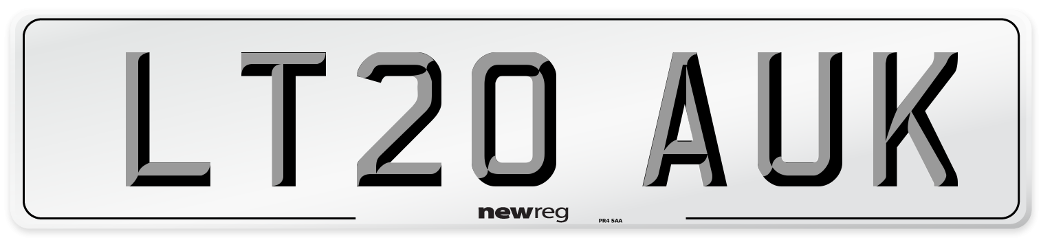 LT20 AUK Front Number Plate