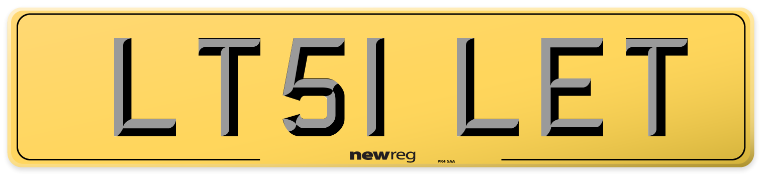LT51 LET Rear Number Plate