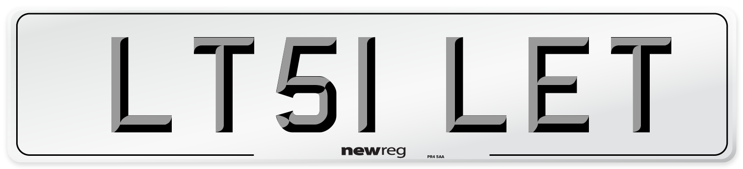 LT51 LET Front Number Plate