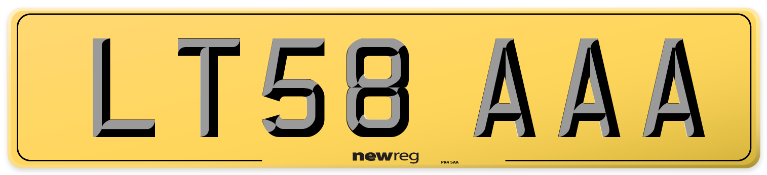LT58 AAA Rear Number Plate