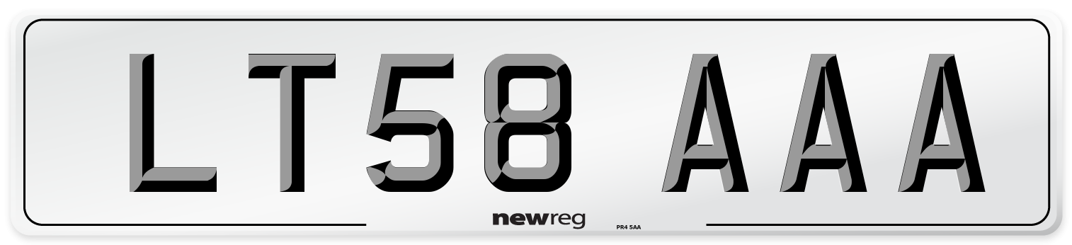 LT58 AAA Front Number Plate