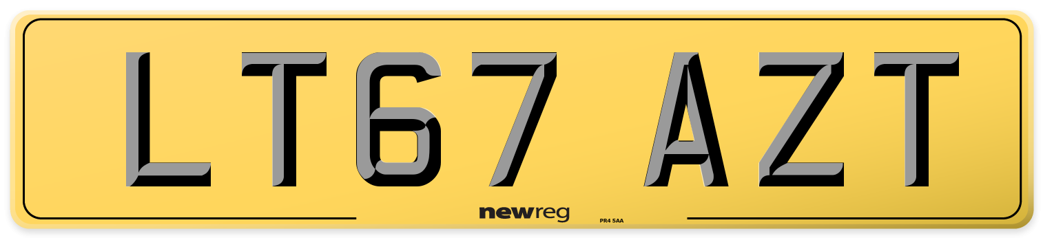LT67 AZT Rear Number Plate