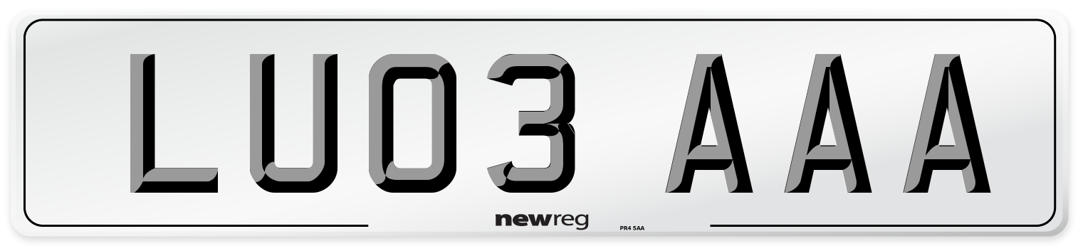 LU03 AAA Front Number Plate