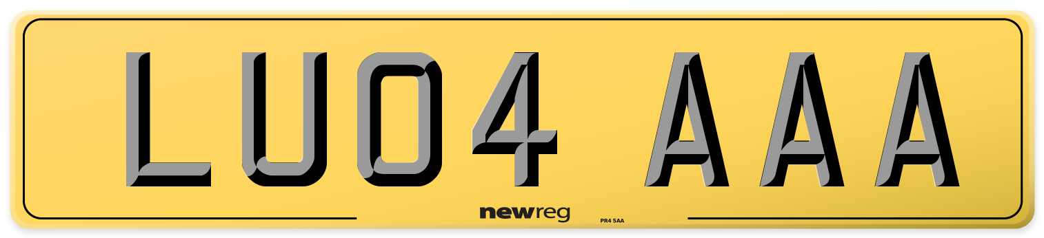 LU04 AAA Rear Number Plate