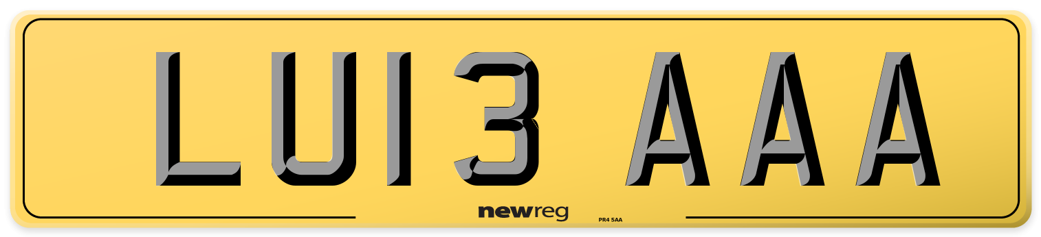 LU13 AAA Rear Number Plate