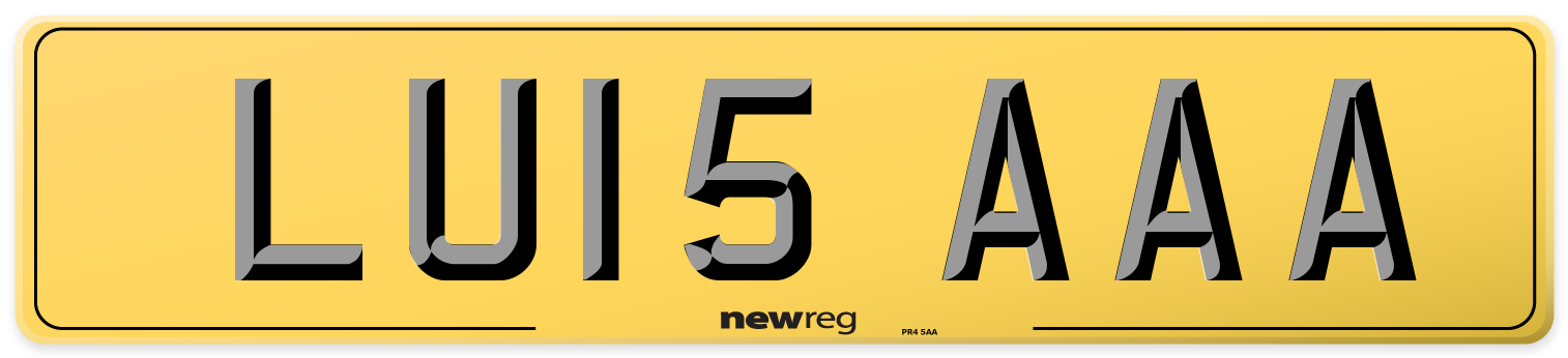 LU15 AAA Rear Number Plate