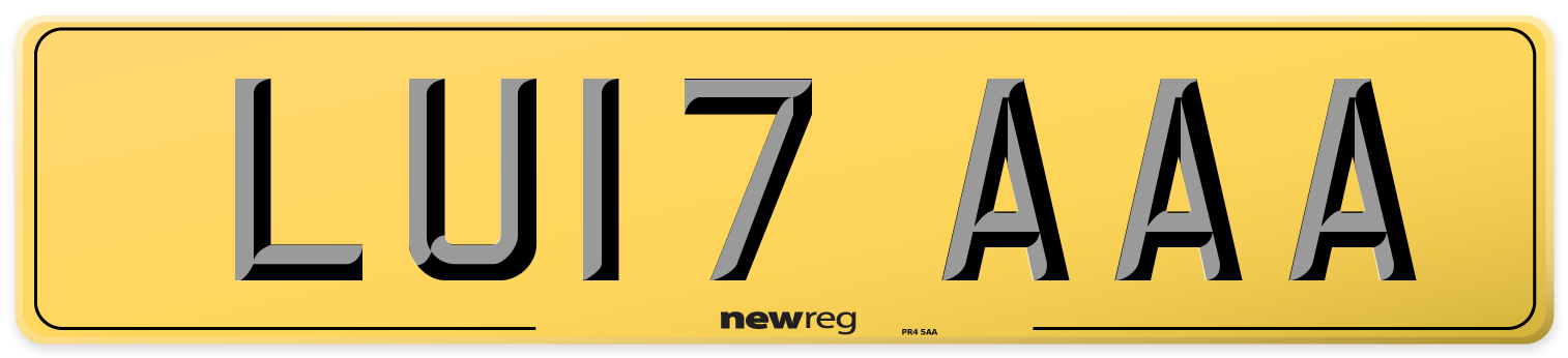 LU17 AAA Rear Number Plate