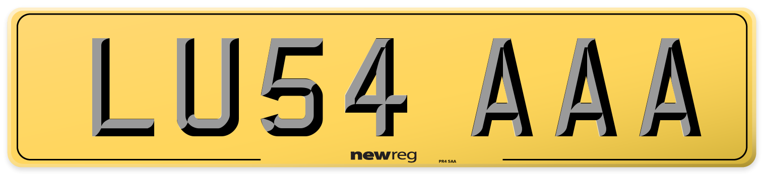 LU54 AAA Rear Number Plate