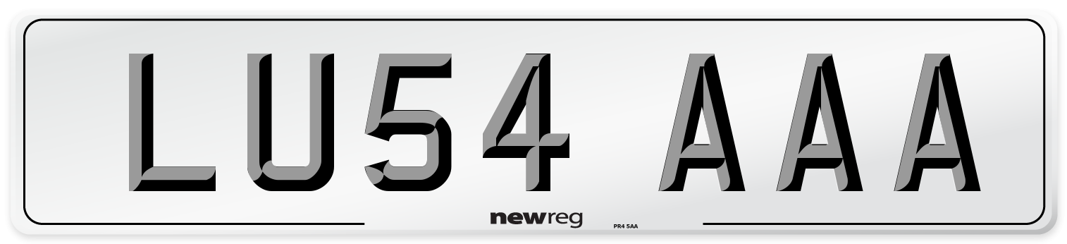 LU54 AAA Front Number Plate
