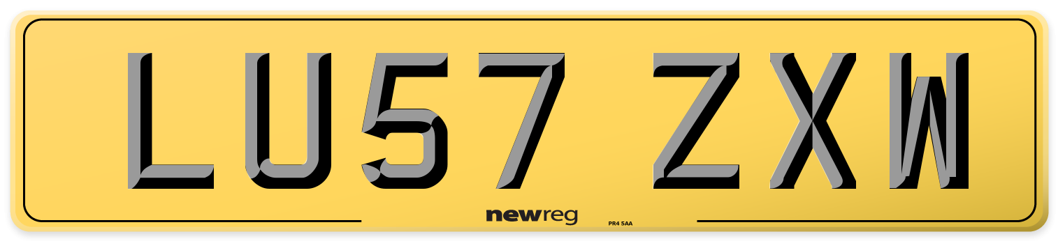 LU57 ZXW Rear Number Plate
