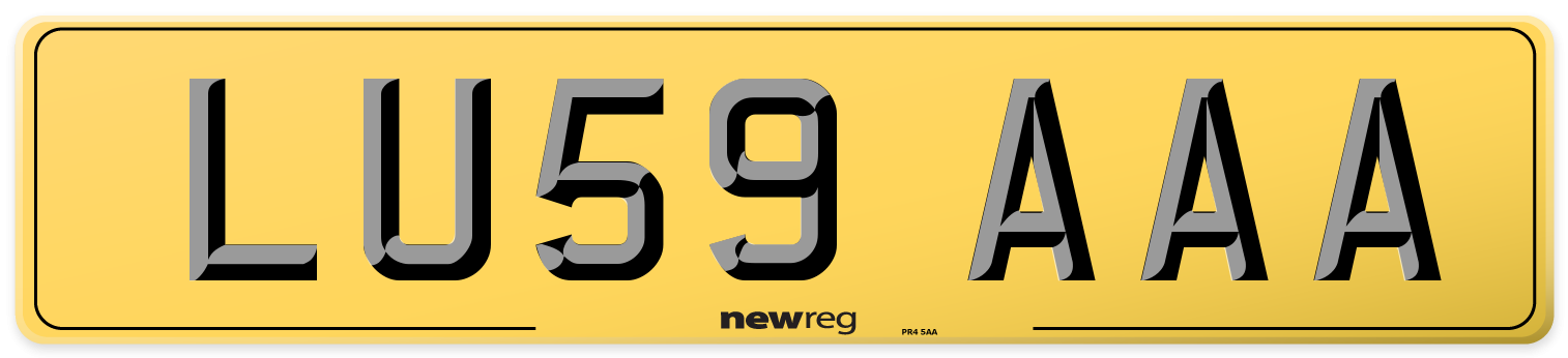 LU59 AAA Rear Number Plate