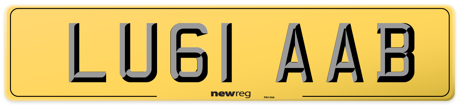 LU61 AAB Rear Number Plate