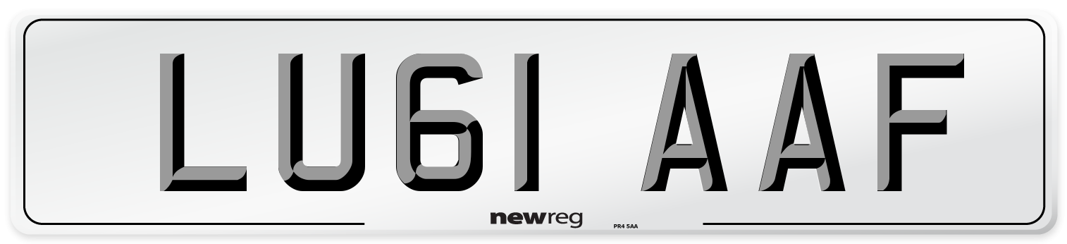 LU61 AAF Front Number Plate