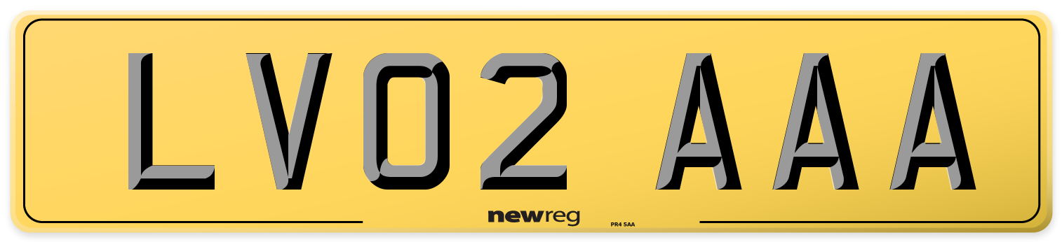 LV02 AAA Rear Number Plate